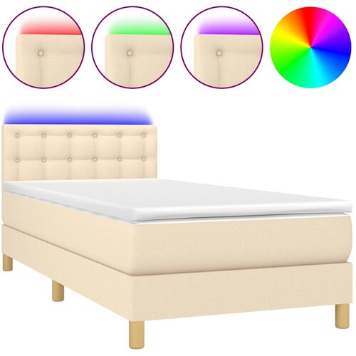  box spring s madracem LED krem 80 x 200 cm od tkanine Slike