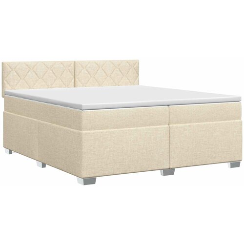  Boxspring krevet s madracem Krem 200 x 200 cm Tkanina Slike