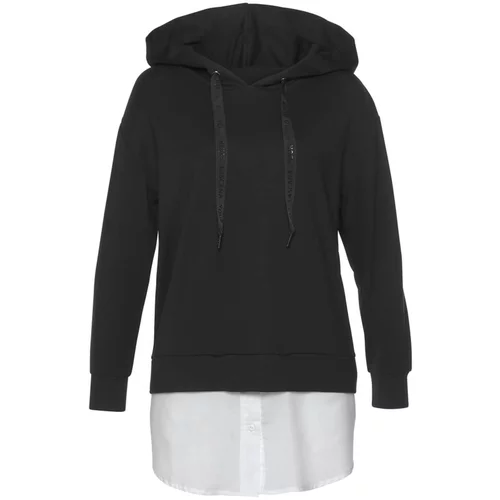 Lascana Sweater majica crna / bijela