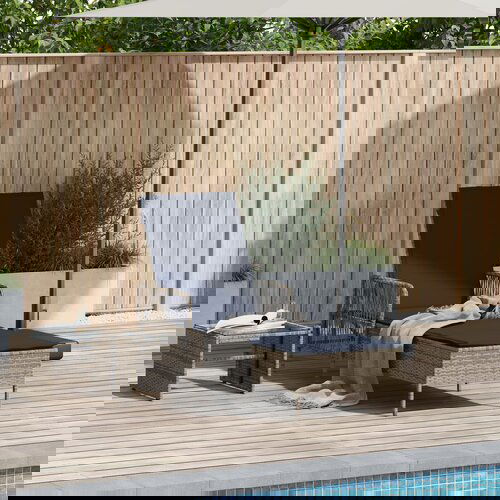 VidaXL Ležaljka na suncu Siva PE Ratan 157 x 55 x 92 cm Sklopiva Slike