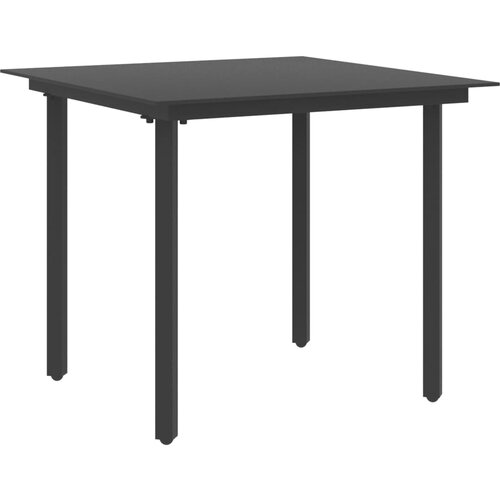 vidaXL Vrtna jedilna miza črna 80x80x74 cm jeklo in steklo, (20665961) Cene