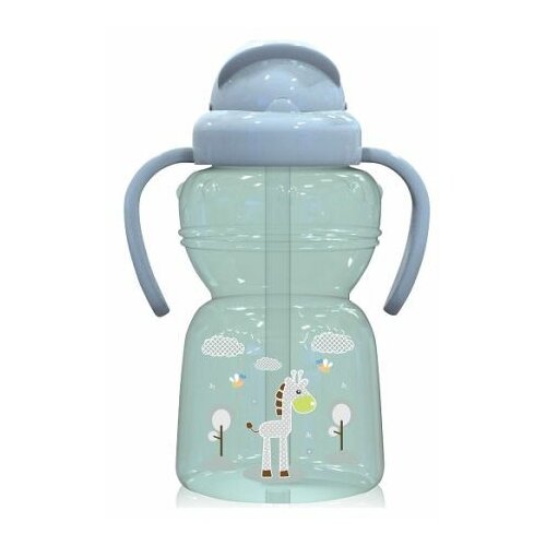 Lorelli sportska flašica za bebe sa slamčicom i ručicama animals 325 ml zelena Slike