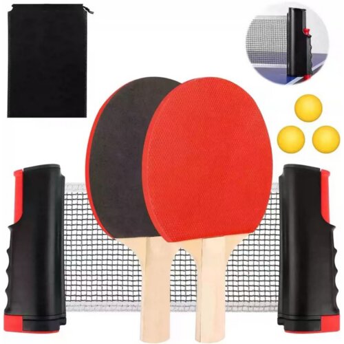  Ping Pong Table Tennis Set Net Rackets Balls 6pcs Cene