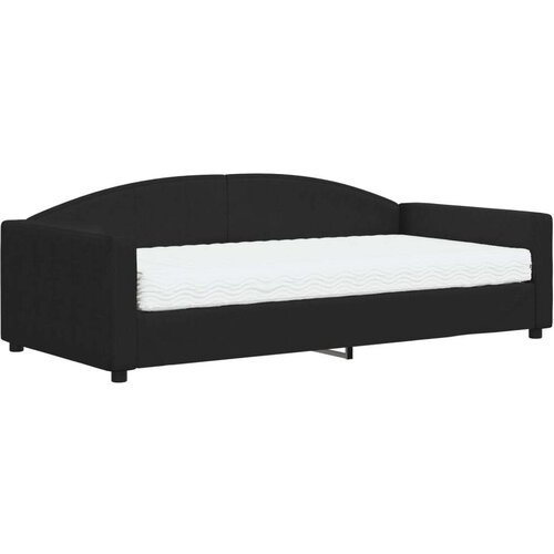 VidaXL Dnevna postelja z vzmetnico črna 100x200 cm blago Slike