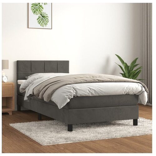  Box spring postelja z vzmetnico temno siva 100x200 cm žamet Cene