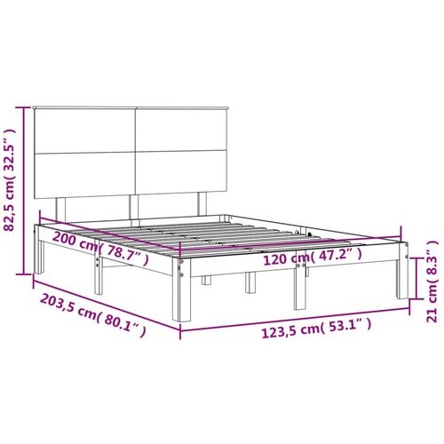  Okvir kreveta s uzglavljem bijeli 120 x 200 cm od masivnog drva Slike