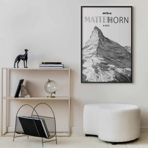  Plakat - The majestic Matterhorn mountain peak  crown of mountains  mountain landscape 29.7x42 Crni okvir Cijene