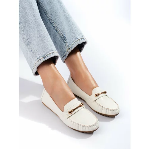 SHELOVET White classic women's loafers