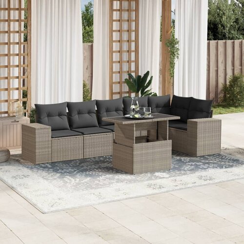 vidaXL 7-dijelni set vrtnih sofa svjetlosivi od poliratana Cijene