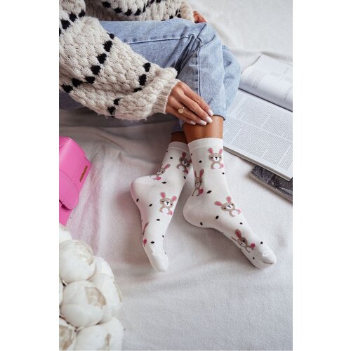 Milena Women&amp;#039;s Socks Rabbits And Dots Ecru Slike