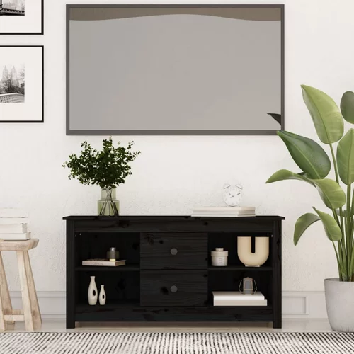 TV ormarić crni 103 x 36,5 x 52 cm od masivne borovine