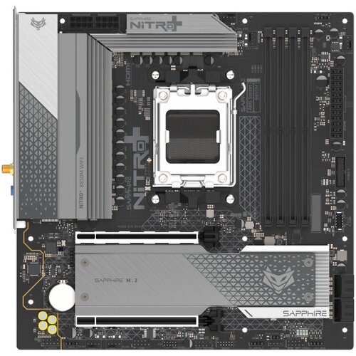 Sapphire AMD B850M AM5 NITRO+ Ryzen R9R7R5, 4x DDR5 8000MHz, PCIE 5, 1x M.2 Gen5, 1x M.2 Gen4, LAN 2.5 Gbps, WIFI6, USB, MATX ( 52123-01-40 Cene