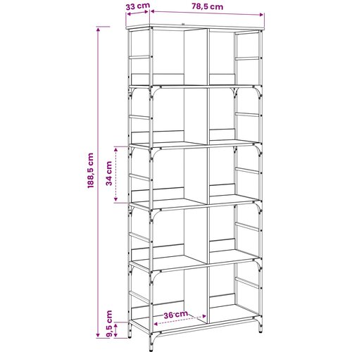  Polica 4 razina 78,5 x 33 x 188,5 cm metal PB Hrast artisan Slike