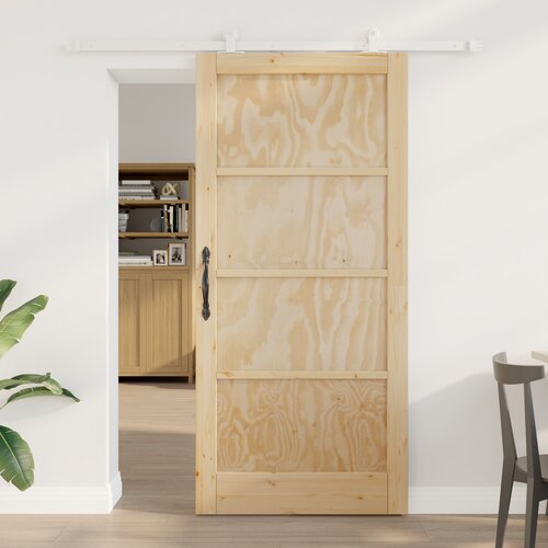 vidaXL Drsna vrata s kompletom strojne opreme 93x202 cm iz trde borovine, Notranja vrata Cene