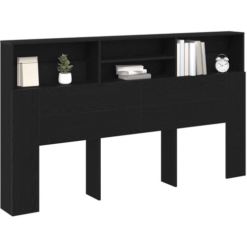 VidaXL Glava postelje Kabinet Črna Oreh 180x19x103,5 cm Slike