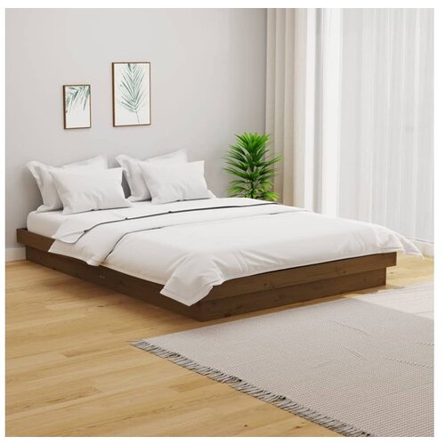  Posteljni okvir medeno rjav iz trdnega lesa 120x190 cm 4FT Cene