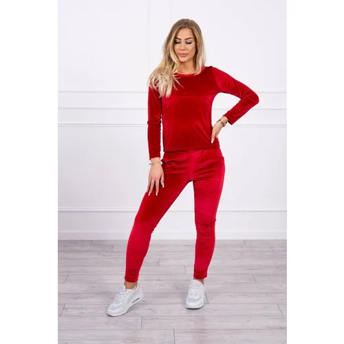 Kesi Red velour set with frills at the back