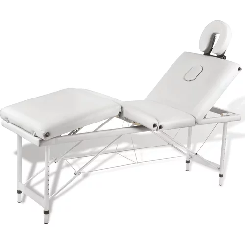 vidaXL Krem bela masažna miza s 4 območji in aluminjastim okvirjem