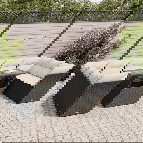 VidaXL 10-dijelni set vrtnih sofa s jastucima crni od poliratana Slike