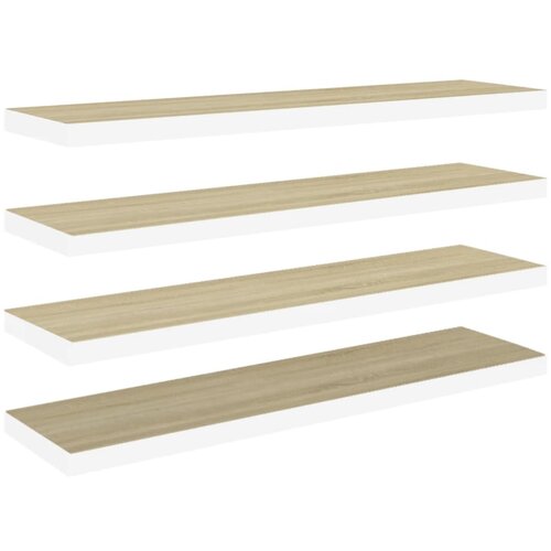 Maison Chic 4 kosi Stenske Police - Viseče police barva hrasta in bela 90x23,5x3,8 cm MDF, (21793499) Slike