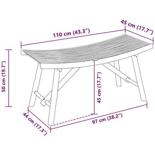  Vrtna klupa Prirodna 110 x 45 x 50 cm Bambus Slike