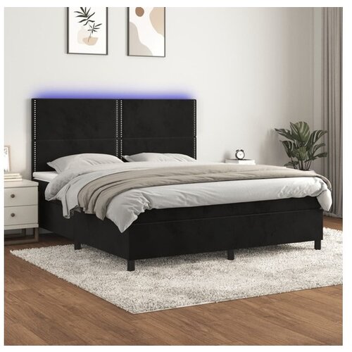 vidaXL Krevet box spring s madracem LED crni 180x200 cm baršun Cijene