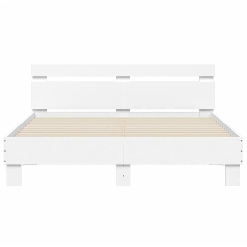  Okvir kreveta s uzglavljem i LED svjetlima bijeli 140 x 190 cm Slike