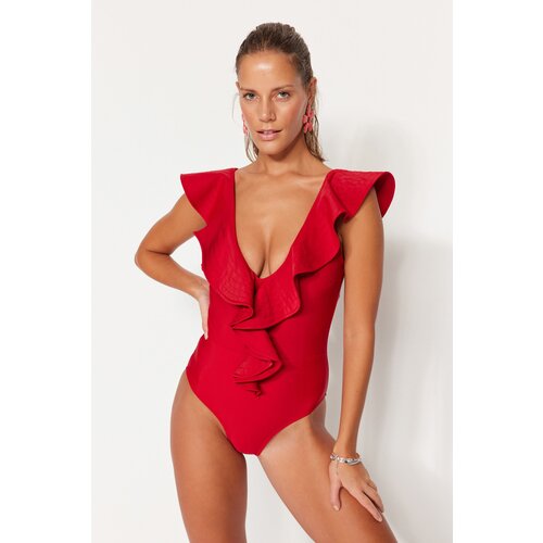 Trendyol Swimsuit - Red - Plain Slike