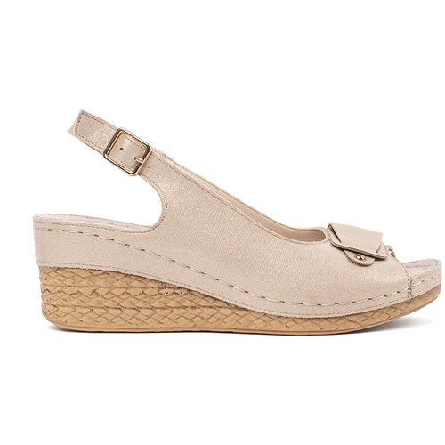 GOODIN Beige low wedge sandals Slike
