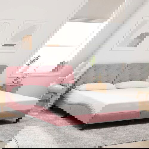 Furnova Posteljni okvir z vzglavjem roza 140x200 cm žamet, (21938600) Cene