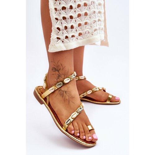 Kesi Women's sandals with decorative earcups gold Verdem Slike