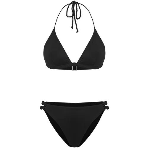 Trendyol Black*001 Flat Triangle Normal Waist Bikini Set with Accessories