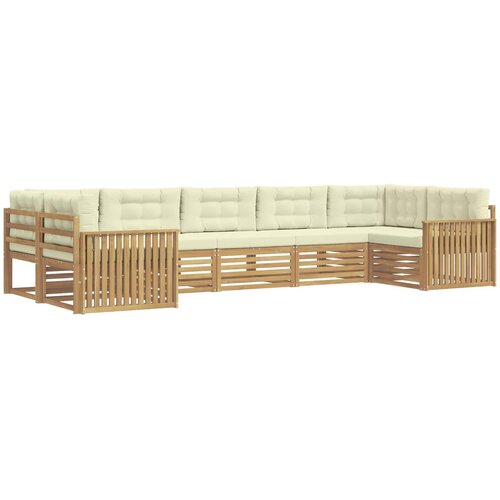  Set vanjskih sofa 7 kom. Bijela i krem Čvrsto drvo akacije 404 x 168,5 x 73 cm Slike