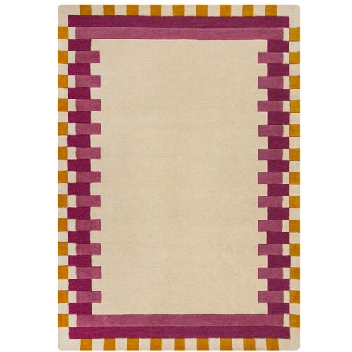 Flair Rugs rumena/rožnata ročno tkana volnena preproga 160x230 cm kai wool border – Cene