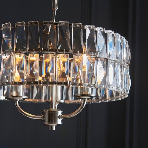  Endon 104466 - Luster na lancu CLIFTON 3xE14/6W/230V sjajni hrom/prozirno staklo Slike