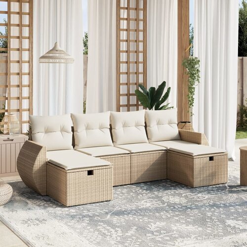 vidaXL 6-dijelni set vrtnih sofa s jastucima bež od poliratana Cijene