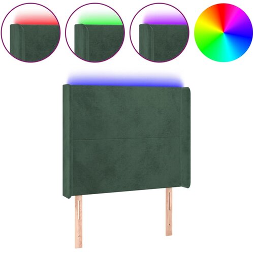 Maison Chic LED Posteljno vzglavje - Vzglavna omarica - Nočna omarica temno zeleno 83x16x118/128 cm žamet, (21712809) Cene