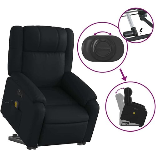 VidaXL Električni masažni naslonjač na podizanje od umjetne kože crni Slike