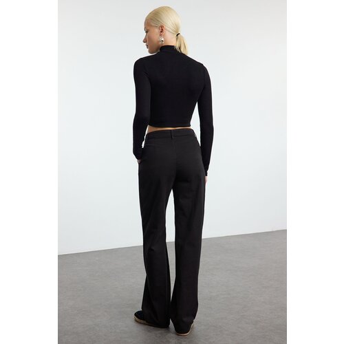 Trendyol Black Pleated Low Waist Wide Leg Trousers Slike