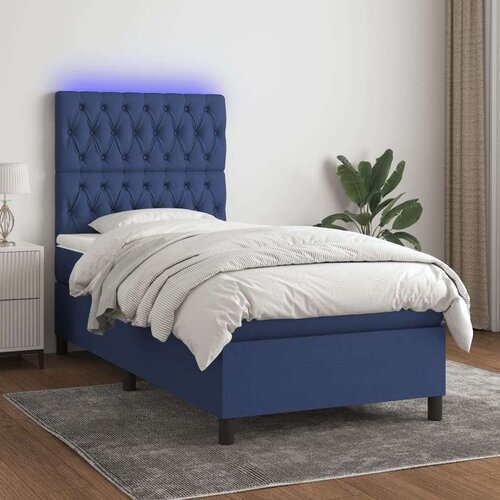  Box spring postelja z vzmetnico LED modra 80x200 cm blago, (20899164) Slike