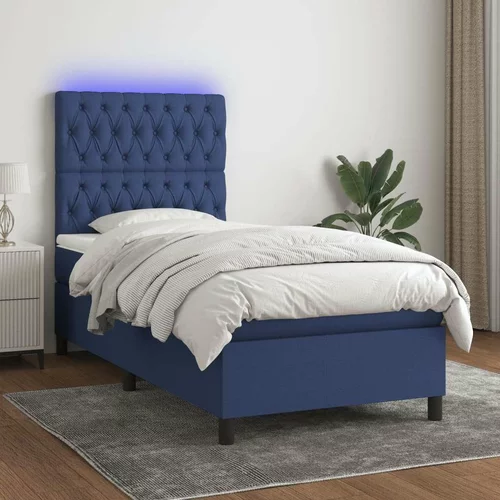  Box spring postelja z vzmetnico LED modra 80x200 cm blago, (20899164)