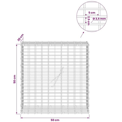  Gabion s žicom debljine 3 5 mm i mrežom 5x2 5 cm 50x20x50 cm - 20 cm 50 cm 50 cm Slike