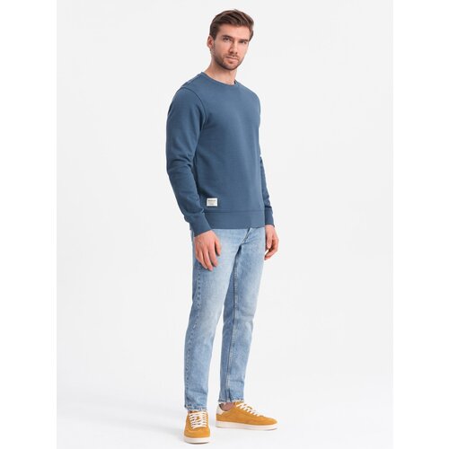 Ombre Men's BASIC sweatshirt with round neckline - navy blue Cene