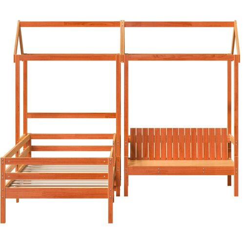  Set kreveta i klupe s krovom vo&amp;scaron;tano smeđi 80x200 cm borovina Slike
