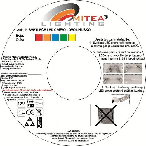 Mitea Lighting svetleće crevo led žuto m 100m Slike