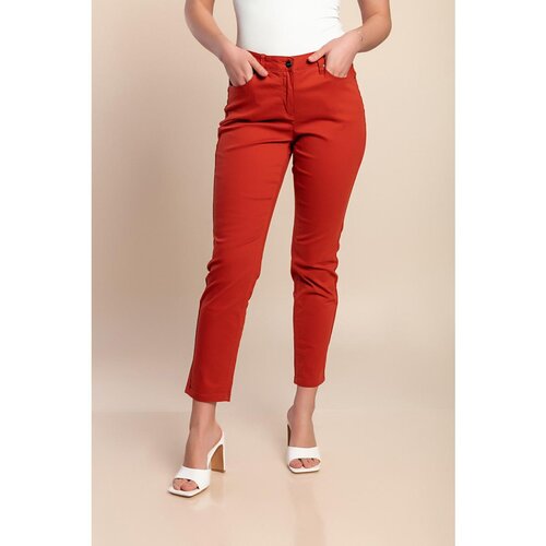 Fenzy Plus Size Bombažne Hlače, Opečnate Cene
