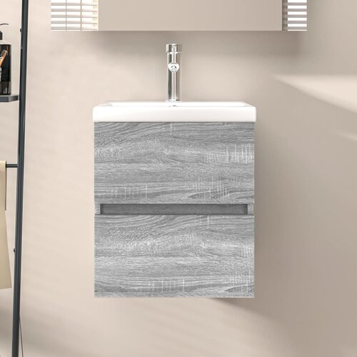 vidaXL Omarica za umivalnik siva sonoma 41x38,5x45 cm konstruiran les Cene