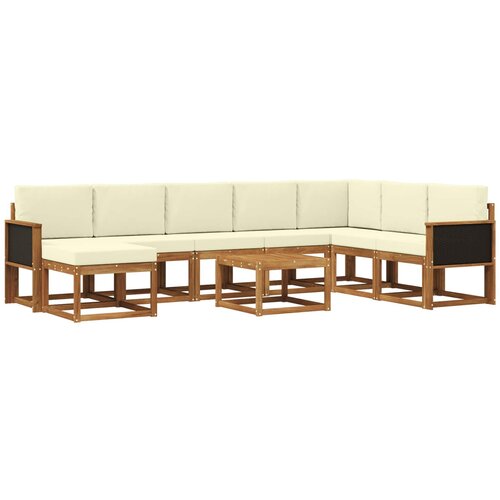 vidaXL Zunanja garnitura za sedenje z blazino 9 pcs Naravna in smetana, (5000282181) Cene