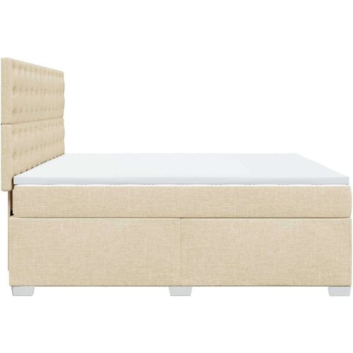 vidaXL Box spring postelja z vzmetnico krem 180x200 cm blago Cene