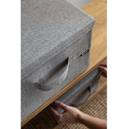 Bigso Siva tekstilna &amp;scaron;katla za shranjevanje s pokrovom 31x41x22 cm Soft Storage Medium &amp;ndash; Slike
